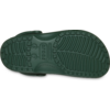 Grüne Sohle eines Clogs mit Profil, Aufschrift 'CROCS' und Fersenriemen