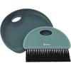 Brosse à main semi-circulaire avec poils noirs et pelle ronde assortie de couleur vert foncé ; logo 'Berger' sur la brosse