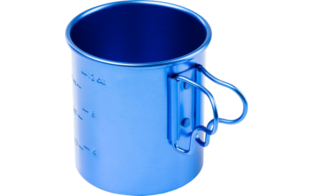 GSI Bugaboo aluminum cup with folding handles and measuring scale 415 ml blue