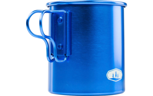 GSI Bugaboo aluminum cup with folding handles and measuring scale 415 ml blue