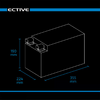 Technisches Diagramm einer rechteckigen Batterie mit Maßen 190 mm Höhe, 223 mm Breite, 355 mm Länge