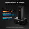 Grafik zeigt ultraschnelles Aufladen mit Ladeleistung von 0 bis 50 Prozent, 120 Watt Power Delivery, 100 Watt PPS und 120 Watt Wechselstrom-Eingang