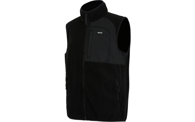Schwarze ärmellose Jacke mit Reißverschluss und Stehkragen