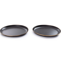 Barebones emaillierte Teller Set Enamel 2 teilig charcoal