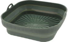 Vasca quadrata pieghevole in silicone verde scuro con fondo rigato e anello laterale