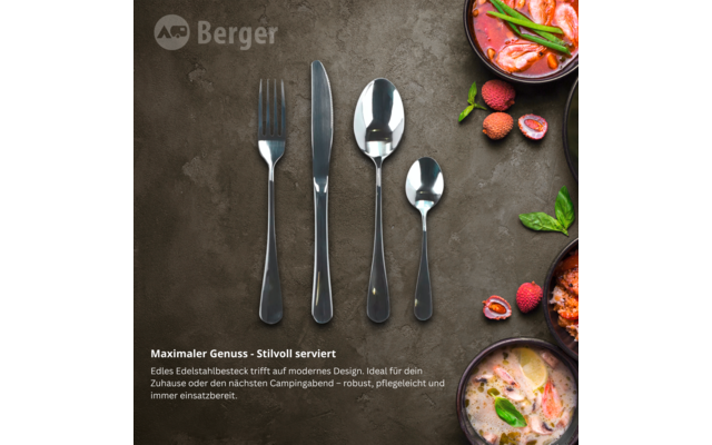 Berger Edelstahl Besteck-Set inkl. Aufbewahrungstasche 16-tlg.