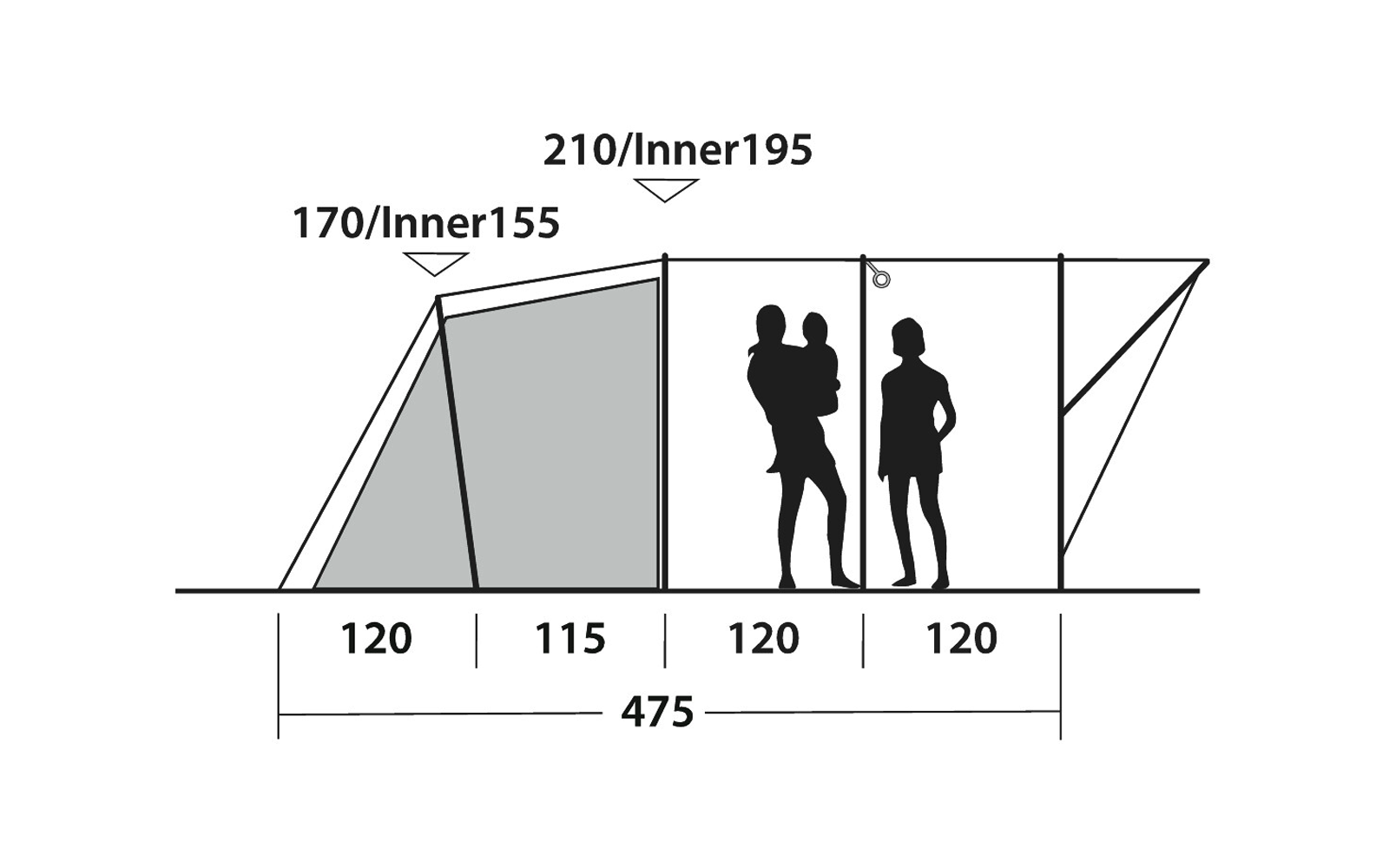 Immagine del prodotto Tenda a tunnel a 3 stanze Outwell Sky 6 per 6 persone blu 1