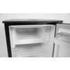 Offener Minikühlschrank mit kleinem Gefrierfach oben, Drahtablage, Türfach und Temperaturregler an der rechten Innenwand