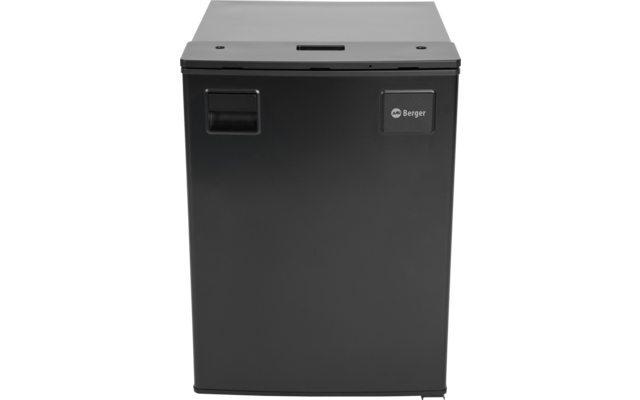 Schwarzes, rechteckiges Gerät mit flacher Oberseite, zwei Griffmulden an der Vorderseite und Berger-Logo rechts oben