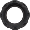 Schwarzer, runder Kunststoffring mit Aussparungen an der Außenseite
