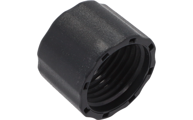 Schwarze Kunststoffkappe mit Innengewinde