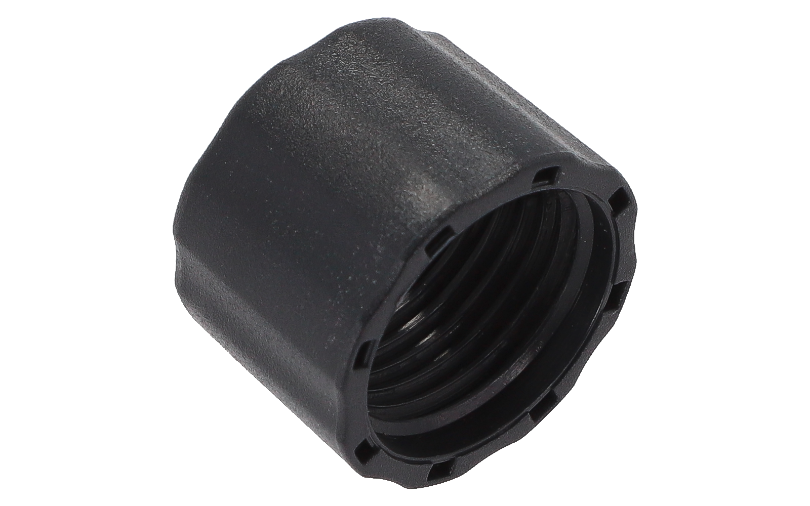 Schwarze Kunststoffkappe mit Innengewinde