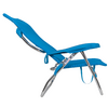 Blue lounge chair with metal frame on white background
