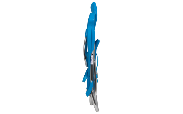 Blue and gray folded scissors on white background