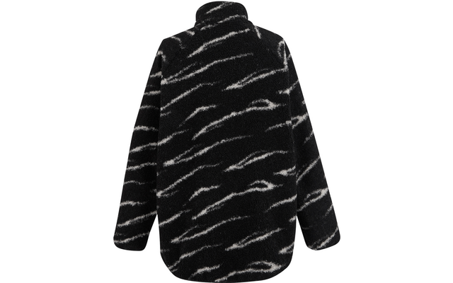 Schwarze Jacke mit weißem Zebramuster von hinten