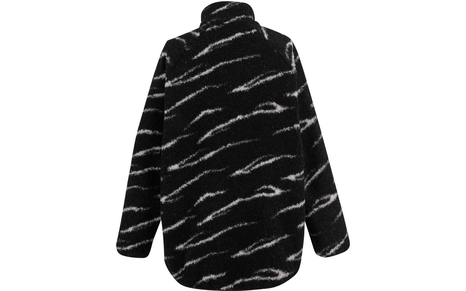 Schwarze Jacke mit weißem Zebramuster von hinten