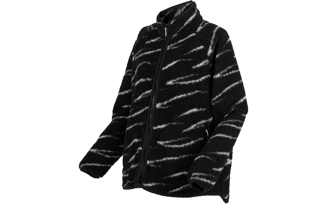 Schwarze Fleecejacke mit weißen diagonalen Streifen