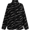 Schwarze Fleecejacke mit weißem Streifenmuster und Reißverschluss