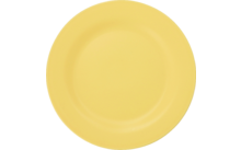 Assiette ronde jaune photographiée de dessus