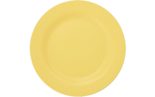 Gele ronde plaat van boven gefotografeerd