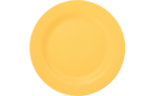 Assiette ronde jaune photographiée de dessus