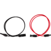Ein schwarzes Kabel und ein rotes Kabel mit Steckverbindern