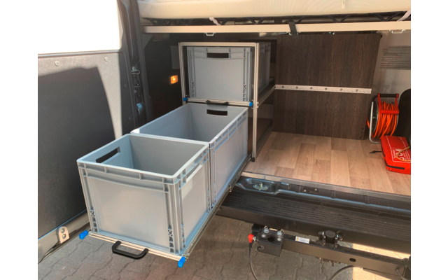 Produktbild SYS-RACK Kastenwagen Heckauszug Regal-System mit 90 cm Teleskopvollausz&uuml;gen 1
