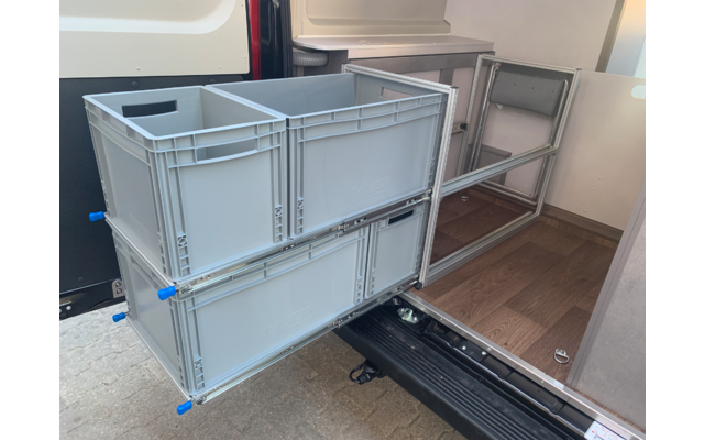 Produktbild SYS-RACK Kastenwagen Heckauszug Regal-System mit 90 cm Teleskopvollausz&uuml;gen 1