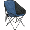 Faltbarer Campingstuhl mit blauem Bezug und silbernem Metallgestell
