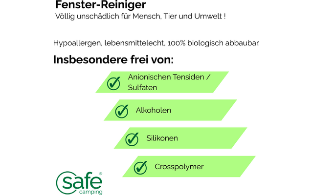 Immagine del prodotto Safe Camping Fenster-Reiniger frei von Alkoholen 1