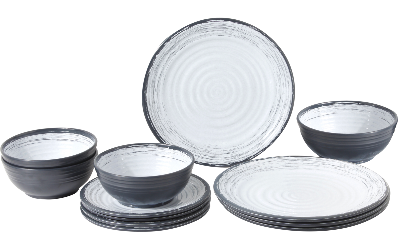 Produktbild Brunner Midday Geschirrset Melamin Mineral 12-teilig Porzellan-Touch Antirutsch BPA-frei 1