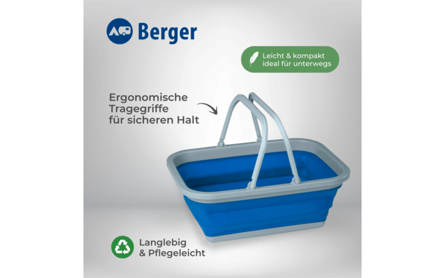 Berger Silikon Faltsch&uuml;ssel 16 Liter mit Henkel 46 x 34,2 x 18,4 cm