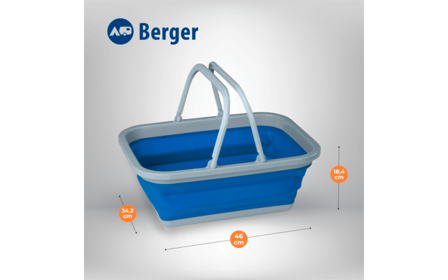 Berger Silikon Faltsch&uuml;ssel 16 Liter mit Henkel 46 x 34,2 x 18,4 cm