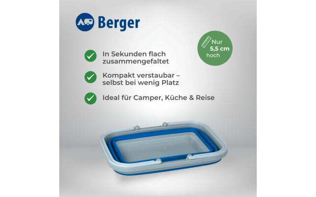 Berger Silikon Faltsch&uuml;ssel 16 Liter mit Henkel 46 x 34,2 x 18,4 cm
