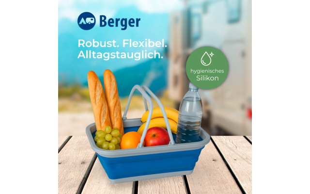Berger Silikon Faltsch&uuml;ssel 16 Liter mit Henkel 46 x 34,2 x 18,4 cm