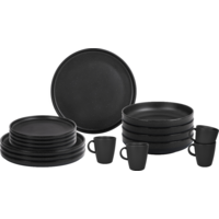 Brunner Lunch Box Odette double black Premium melamine tableware set porcelain touch, non-slip and break-resistant 16 pieces