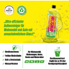 Plakat mit grünem und gelbem Hintergrund, Flasche mit grünem Verschluss, Text in weiß und schwarz