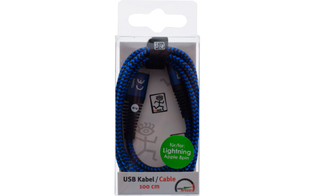 2Go USB data cable Apple 8 pin 1 meter blue