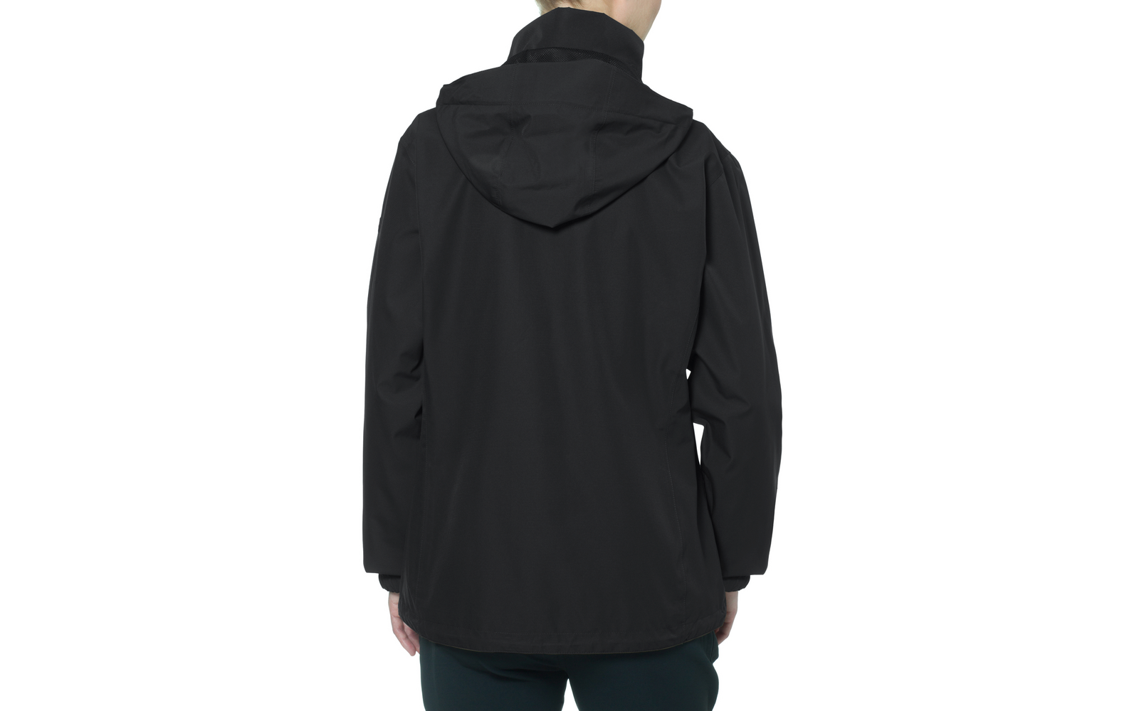 Personne vue de dos portant une veste noire à capuche