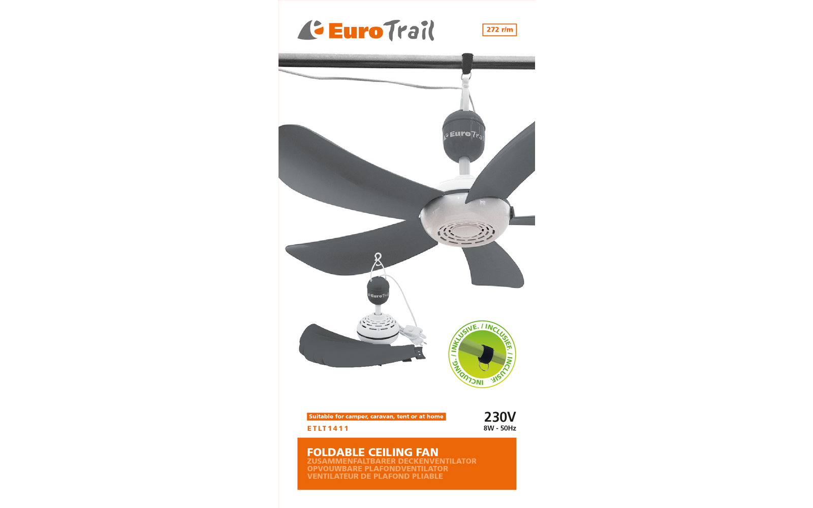 Produktbild EuroTrail Deckenventilator faltbar &Oslash; 60 cm 1