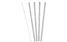 Metaltex Trinkhalm-Set Inox lang 4-tlg. inkl. Reinigungsbürste