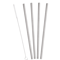 Juego de pajitas Metaltex Inox largo 4 pzs. incl. cepillo de limpieza