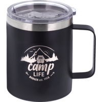 Camplife Edelstahl Thermo-Trinkbecher mit Henkel und Deckel 450 ml schwarz