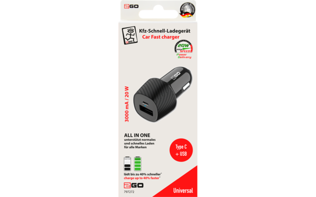 2GO All in One Car Charger 12/24 V black