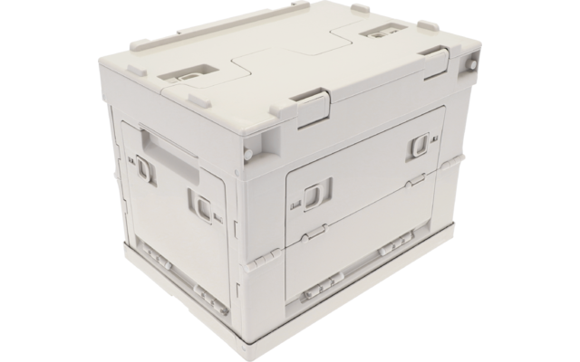 Hellrosa Kunststoffbox, rechteckig, mit Klappdeckel, seitlichen Griffen und Verschlüssen