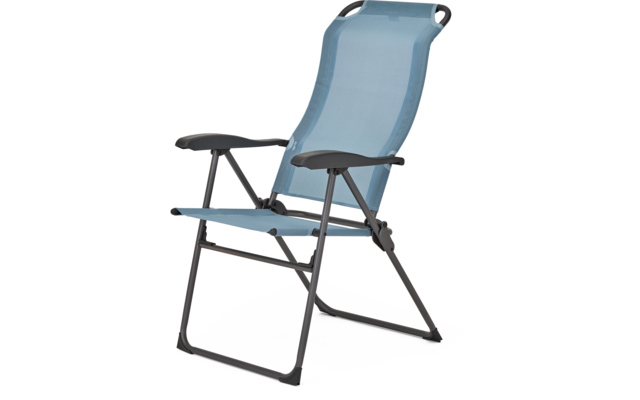 Blauer Klappstuhl mit Metallgestell