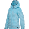Chaqueta con capucha de felpa color azul claro con cremallera frontal y bolsillos laterales con cremallera