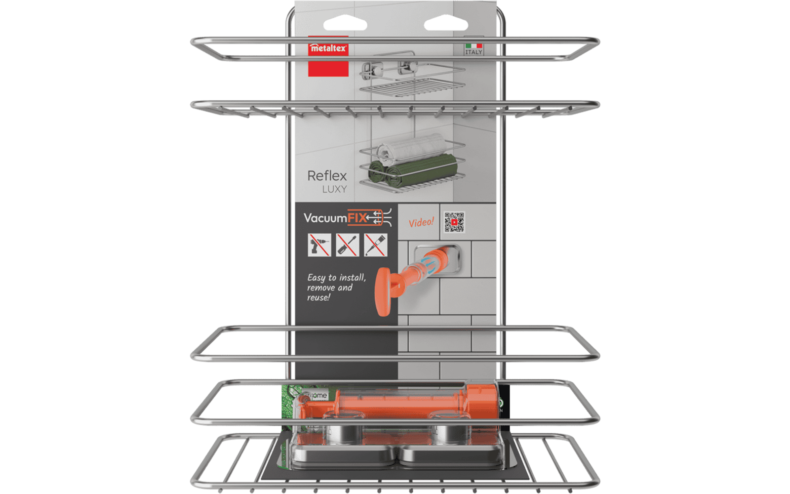 Image du produit Metaltex Reflex LUXY VacuumFix Handtuchregal 2 Etagen 26 x 16 x 35 cm chromfarben 1