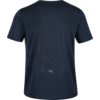 Dark blue short-sleeve T-shirt, back view, on white background