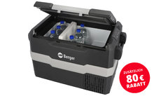 Schwarze und graue Kühltasche mit Berger Logo